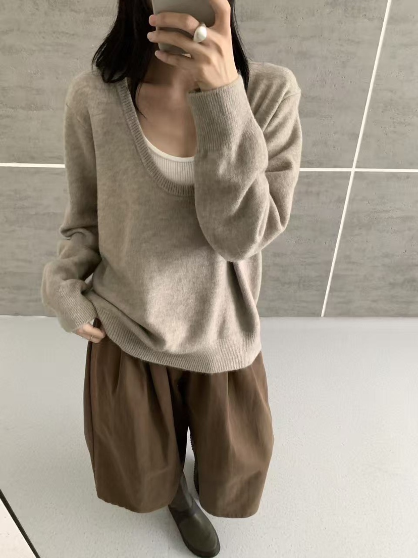 BONHEUR東大門實拍女士新款熱賣真品人氣推薦時尚針織衫U領BONHEUR針織衫