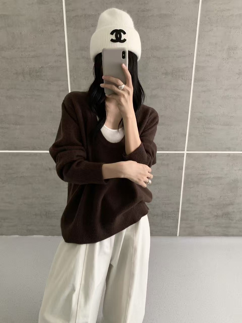 BONHEUR東大門實拍女士新款熱賣真品人氣推薦時尚針織衫U領BONHEUR針織衫