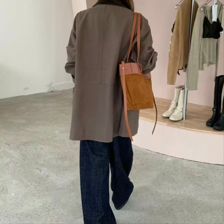 TROUVAILLE東大門實拍女士新品時尚推薦單肩斜跨包絨面革TROUVAILLE單肩/斜跨包