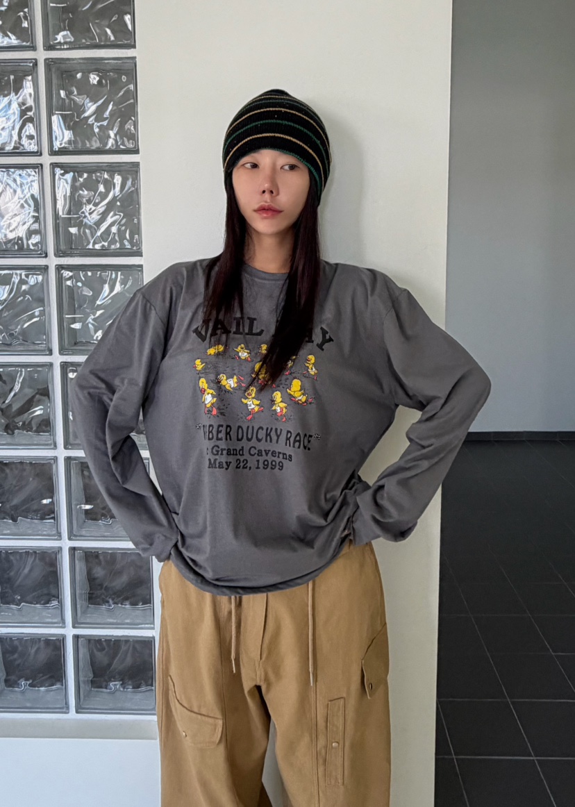 BYRING東大門實拍女士新品人氣熱賣休閑推薦時尚長袖T恤鴨BYRING長袖T恤