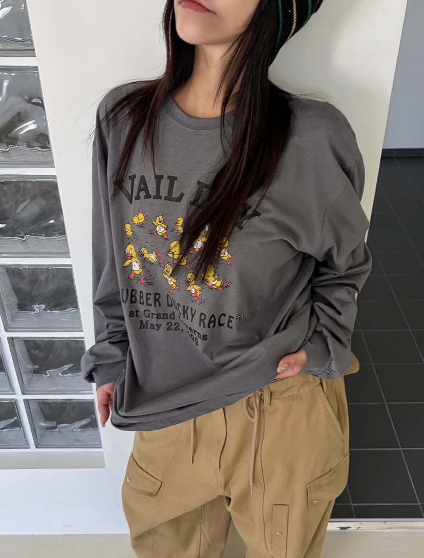BYRING東大門實拍女士新品人氣熱賣休閑推薦時尚長袖T恤鴨BYRING長袖T恤圖色2