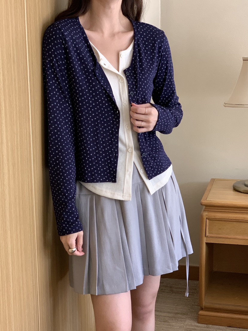 FRILL-T/DADA韓國直郵女士新款熱賣長袖T恤假兩件雙層開襟FRILL-T/DADA長袖T恤