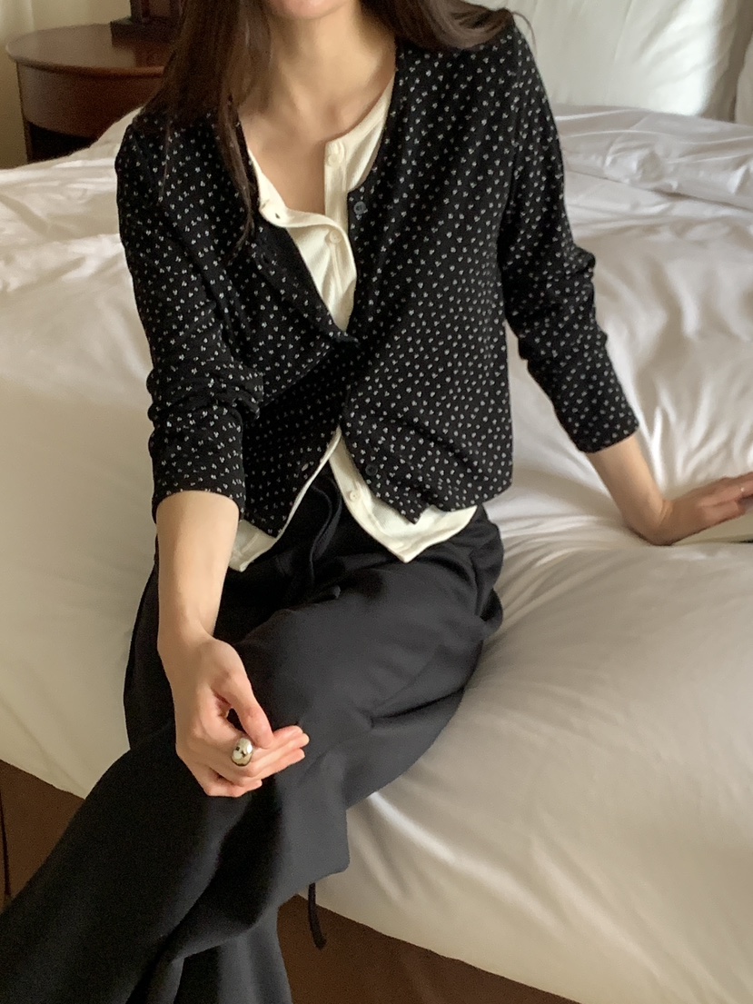 FRILL-T/DADA韓國直郵女士新款熱賣長袖T恤假兩件雙層開襟FRILL-T/DADA長袖T恤