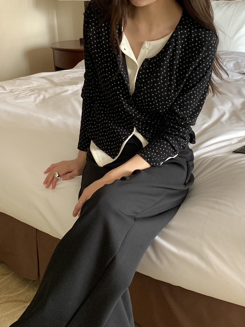 FRILL-T/DADA韓國直郵女士新款熱賣長袖T恤假兩件雙層開襟FRILL-T/DADA長袖T恤