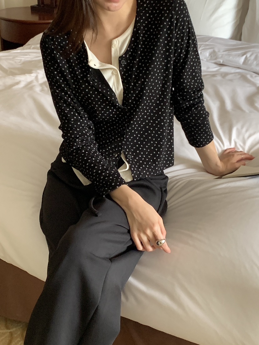FRILL-T/DADA韓國直郵女士新款熱賣長袖T恤假兩件雙層開襟FRILL-T/DADA長袖T恤