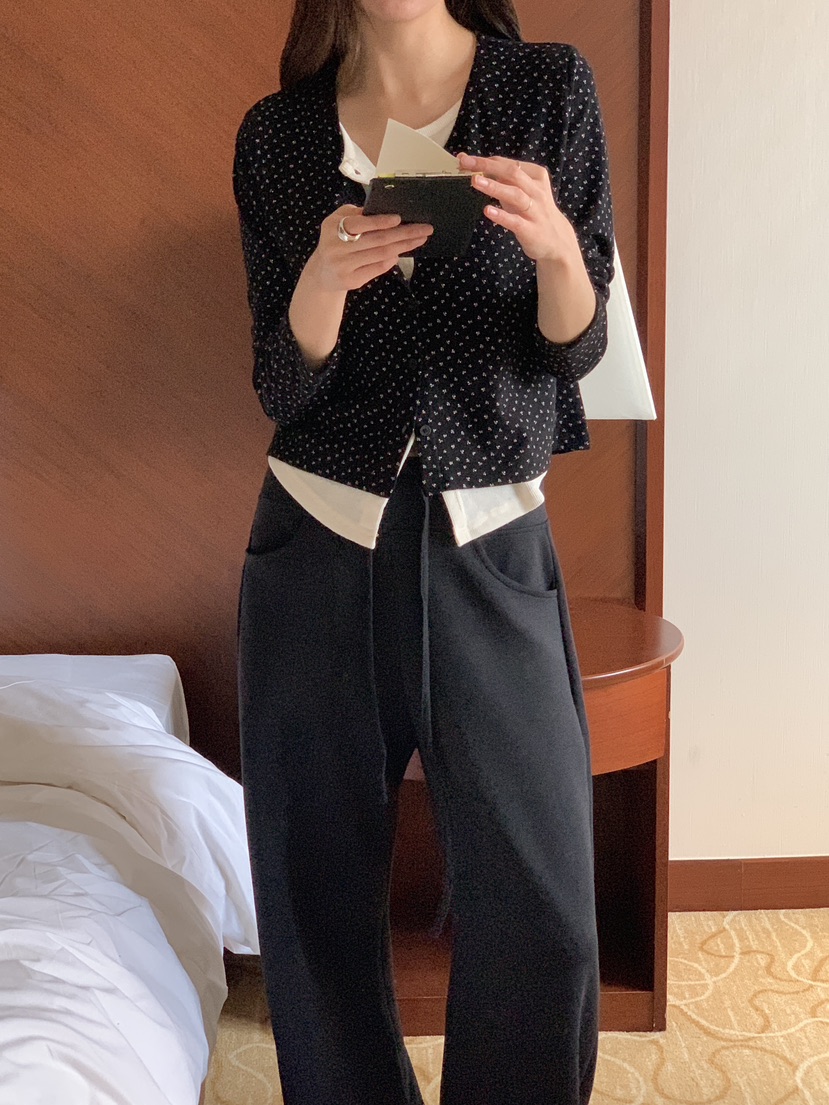 FRILL-T/DADA韓國直郵女士新款熱賣長袖T恤假兩件雙層開襟FRILL-T/DADA長袖T恤