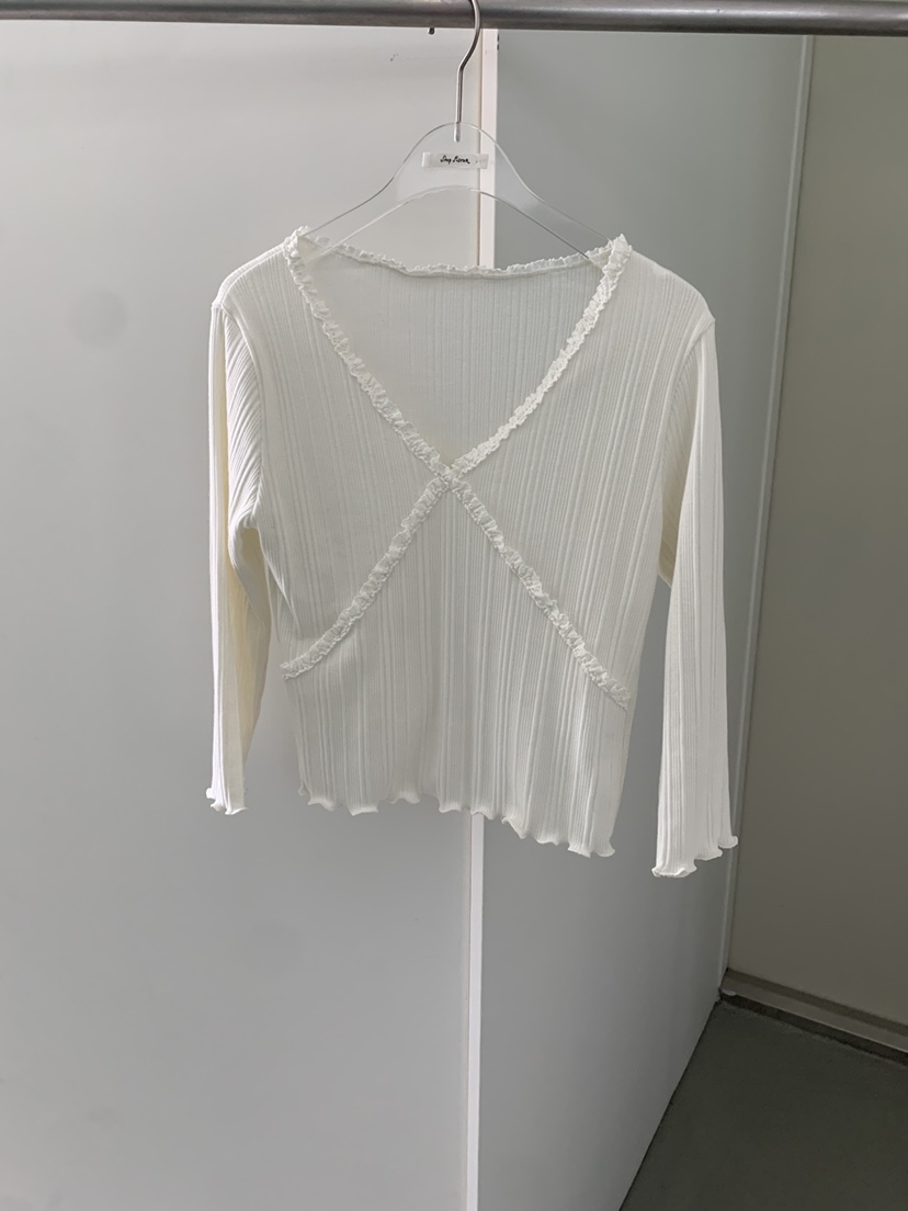 SHOP POSTER東大門實拍女裝新品真品時尚人氣長袖T恤褶皺SHOP POSTER長袖T恤圖色1