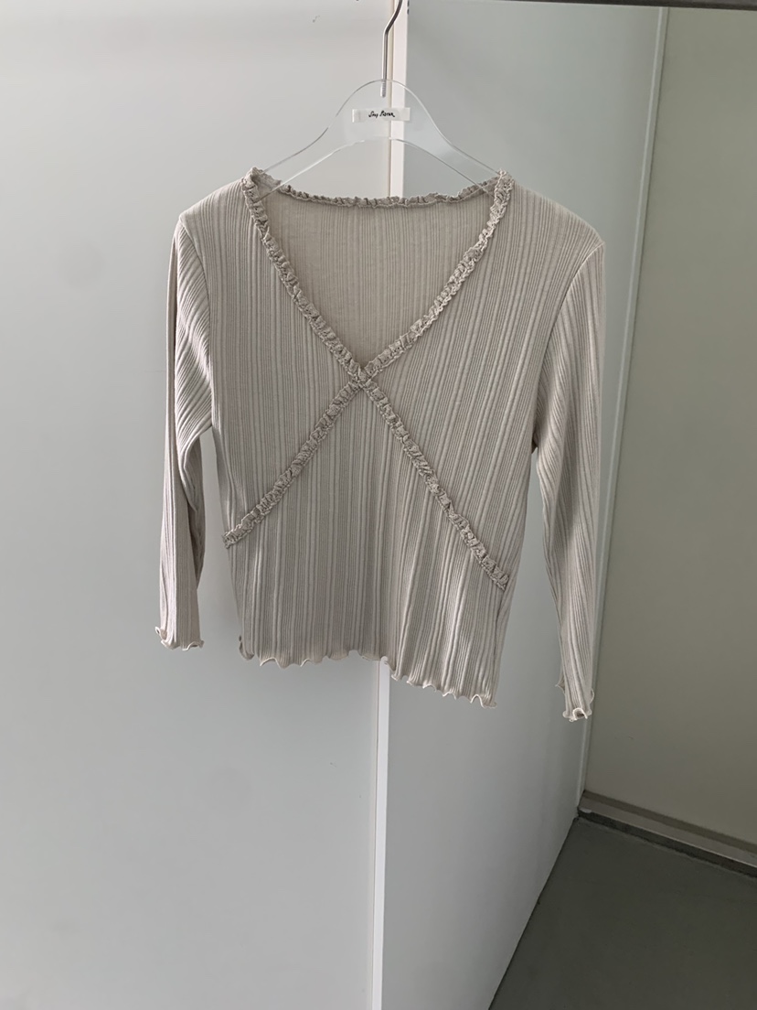 SHOP POSTER東大門實拍女裝新品真品時尚人氣長袖T恤褶皺SHOP POSTER長袖T恤圖色3
