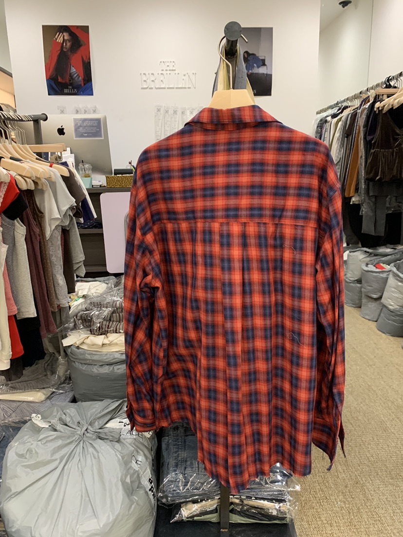 BRELLIN韓國代購女士新品熱賣休閑推薦襯衫蕾絲衫荷葉邊格紋BRELLIN襯衫/蕾絲衫
