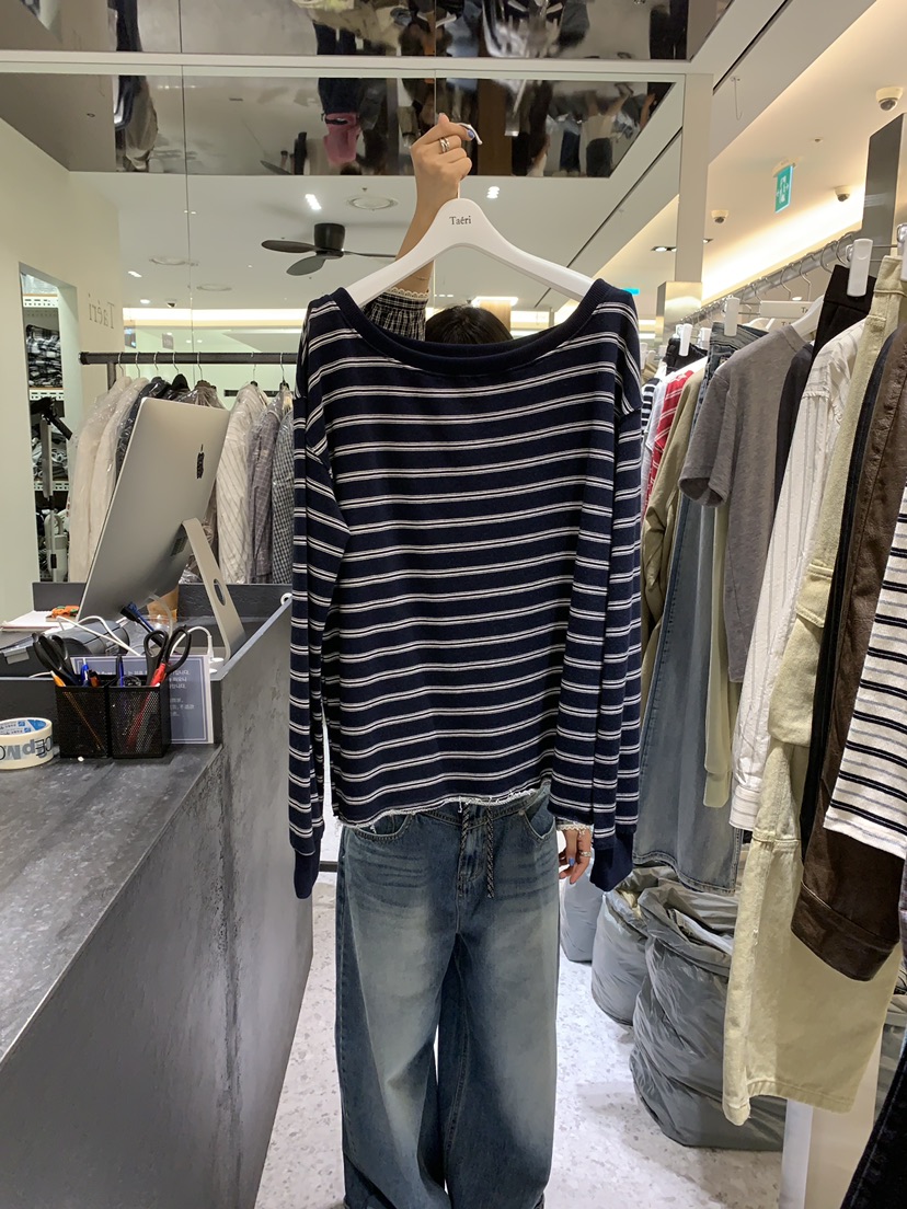 CEDARWOOD韓國代購女士新款真品人氣推薦時尚長袖T恤露肩CEDARWOOD長袖T恤圖色3