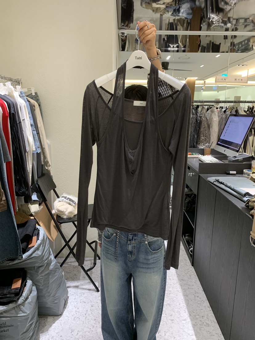 CEDARWOOD東大門直郵女裝新品真品推薦時尚襯衫蕾絲衫假兩件CEDARWOOD襯衫/蕾絲衫圖色2