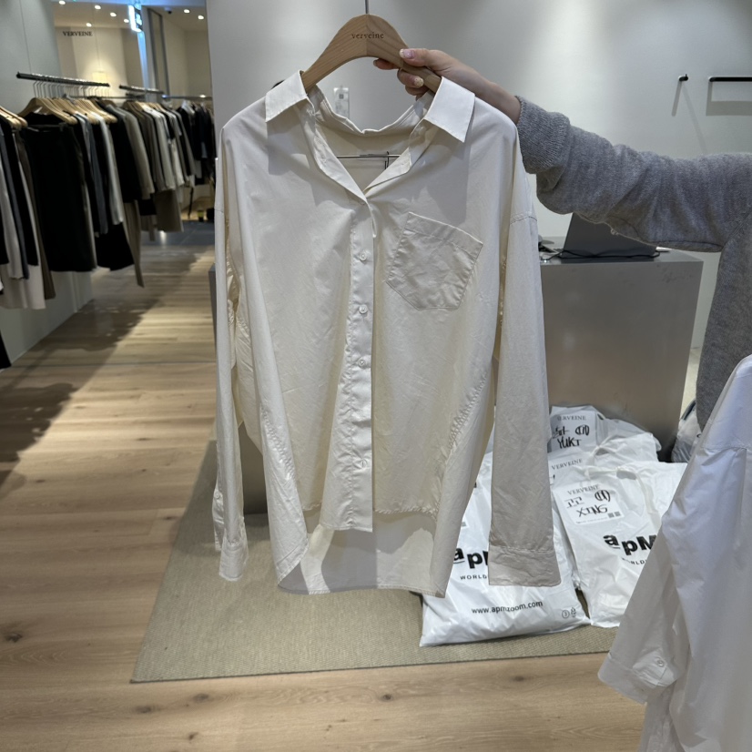 VERVEINE韓國直郵女士新品熱賣時尚推薦休閑襯衫蕾絲衫棉VERVEINE襯衫/蕾絲衫圖色2米色