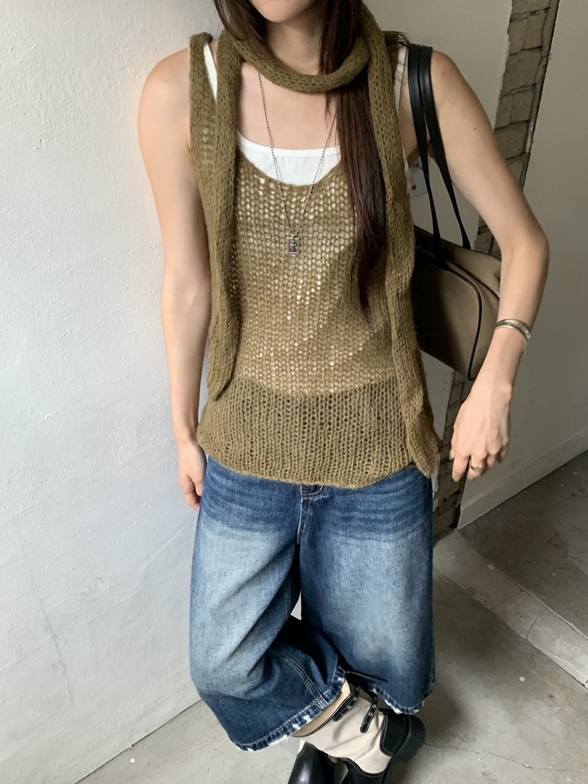 RIVER RAIN韓國代購女裝新款推薦真品熱賣吊帶背心含圍巾RIVER RAIN吊帶/背心