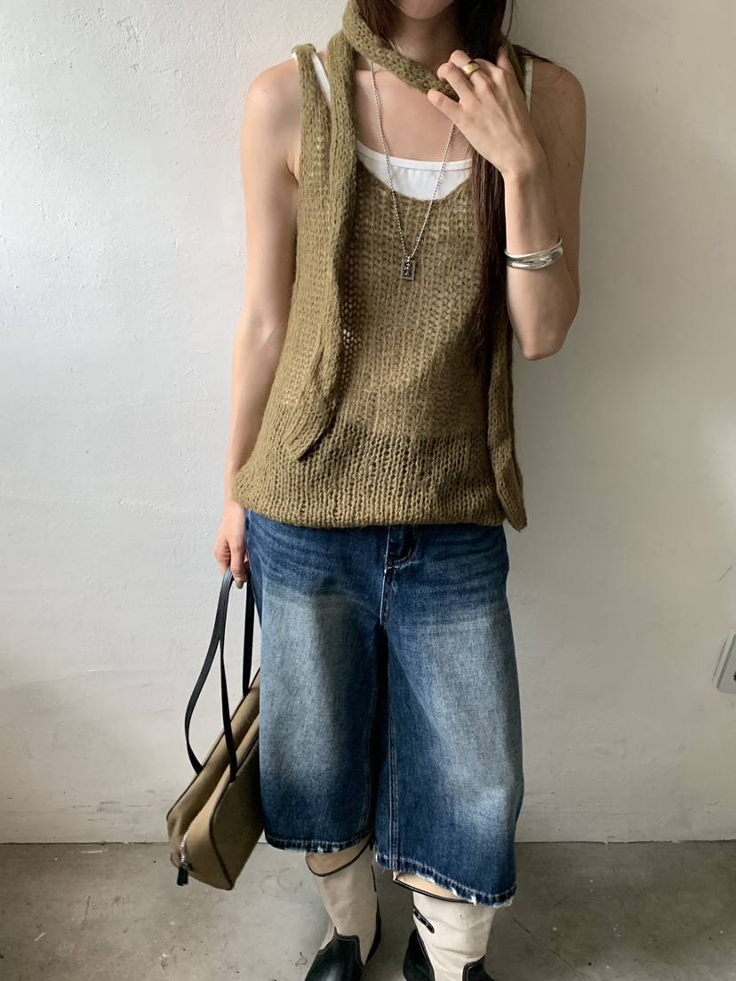 RIVER RAIN韓國代購女裝新款推薦真品熱賣吊帶背心含圍巾RIVER RAIN吊帶/背心