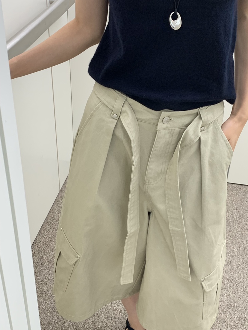 RIVER RAIN東大門實拍女士新款推薦休閑熱賣時尚短褲含腰帶RIVER RAIN短褲