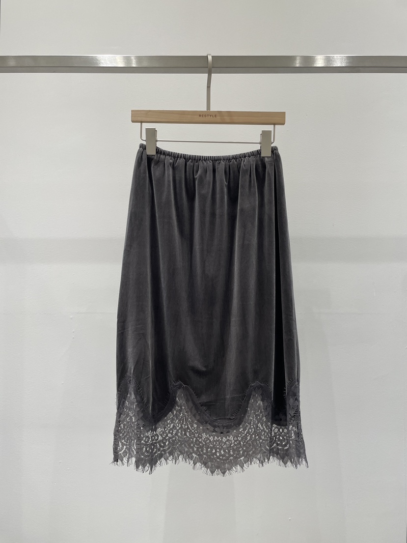 RE STYLE-Q韓國代購女士新品熱賣推薦半身裙中短裙蕾絲RE STYLE半身裙/中短裙圖色2灰色