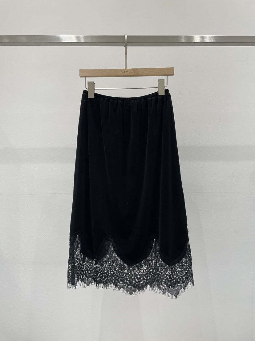 RE STYLE-Q韓國代購女士新品熱賣推薦半身裙中短裙蕾絲RE STYLE半身裙/中短裙圖色3黑色