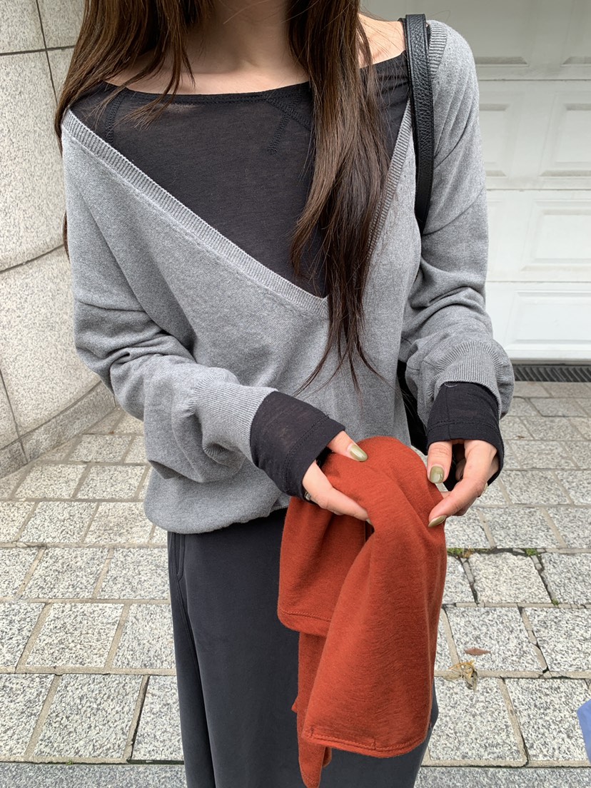 B_GARDER東大門實拍女裝新品真品時尚針織衫不含內搭V領深VB.GARDER針織衫圖色2