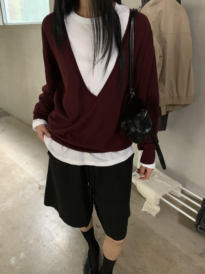 B_GARDER東大門實拍女裝新品真品時尚針織衫不含內搭V領深VB.GARDER針織衫圖色3