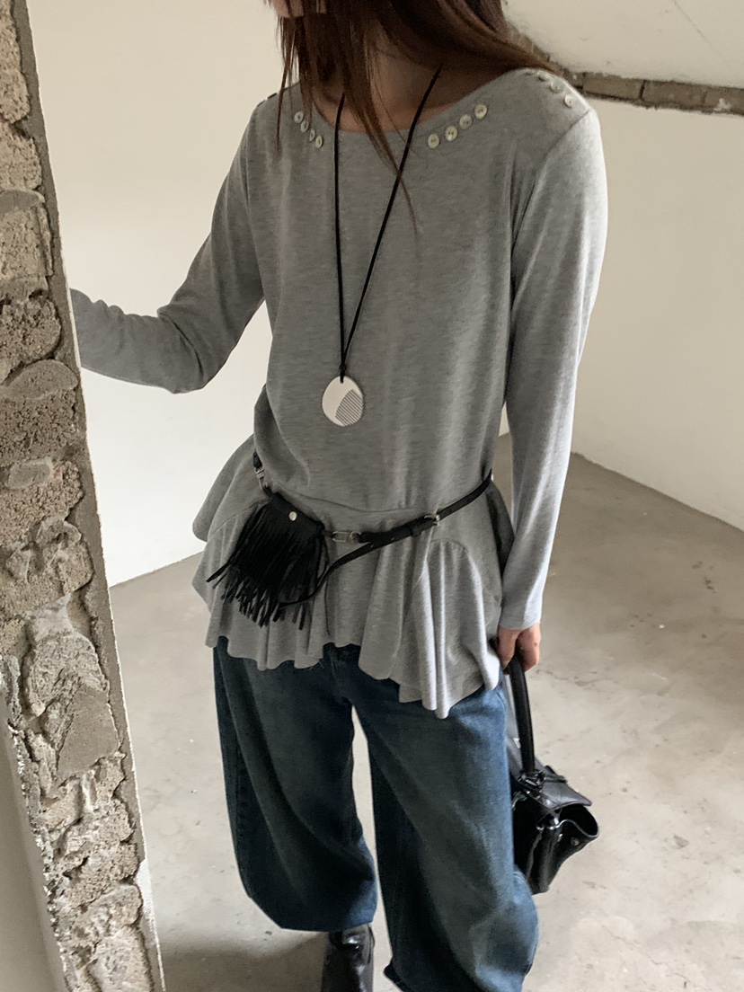 RIVER RAIN東大門直郵女裝新品熱賣時尚人氣休閑長袖T恤RIVER RAIN長袖T恤