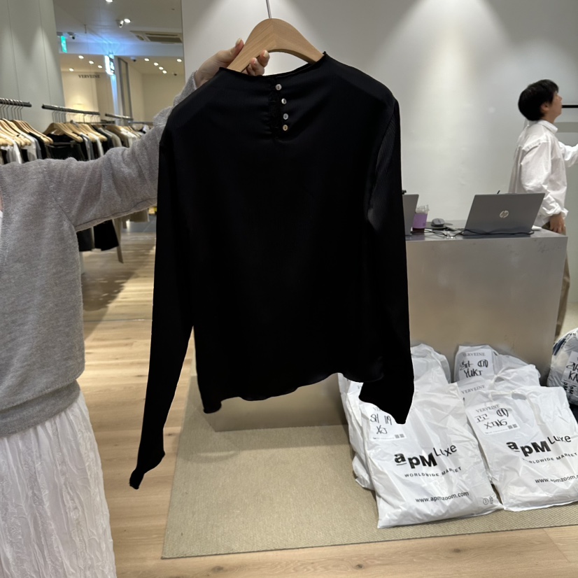 VERVEINE東大門代購女裝新品時尚推薦休閑長袖T恤柔軟高領VERVEINE長袖T恤
