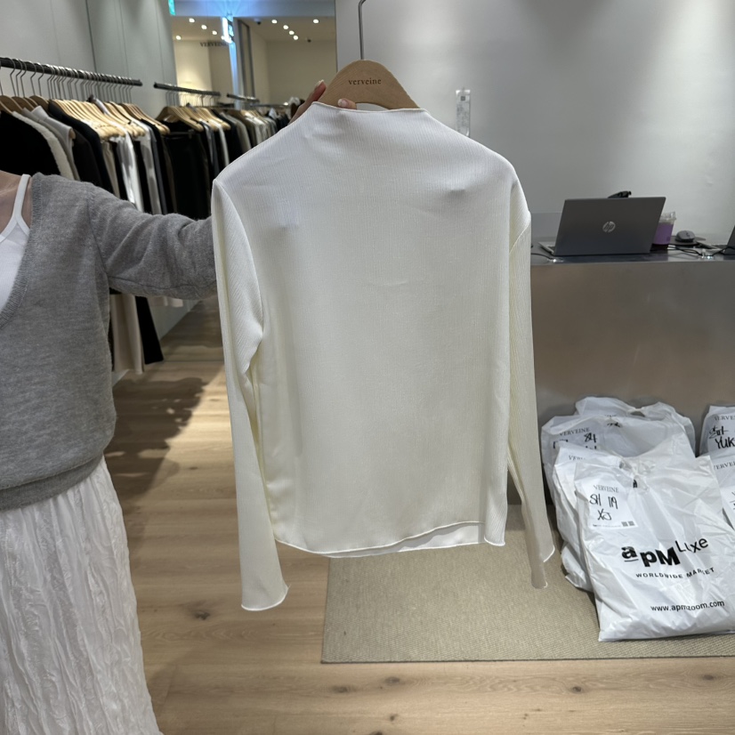 VERVEINE東大門代購女裝新品時尚推薦休閑長袖T恤柔軟高領VERVEINE長袖T恤圖色1