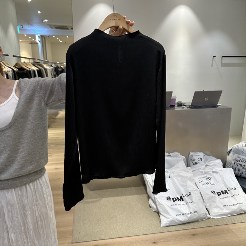VERVEINE東大門代購女裝新品時尚推薦休閑長袖T恤柔軟高領VERVEINE長袖T恤圖色3