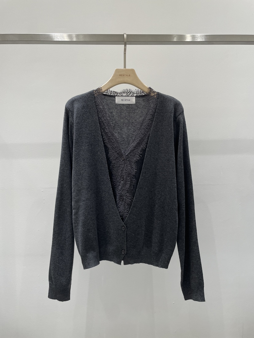 RE STYLE-Q東大門實拍女士新品時尚推薦針織衫雙層開襟RE STYLE針織衫圖色3炭黑