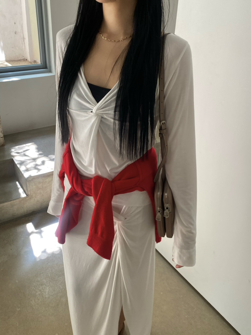 OUPPT韓國直郵女士新款時尚推薦休閑長袖T恤不含圍巾扭曲OUPPT長袖T恤