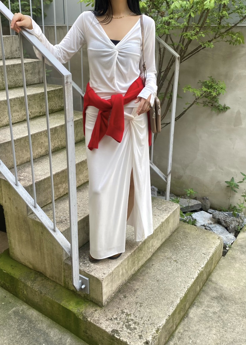 OUPPT韓國直郵女士新款時尚推薦休閑長袖T恤不含圍巾扭曲OUPPT長袖T恤