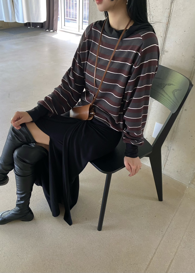 OUPPT韓國直郵女裝新款熱賣人氣真品休閑推薦長袖T恤條紋OUPPT長袖T恤