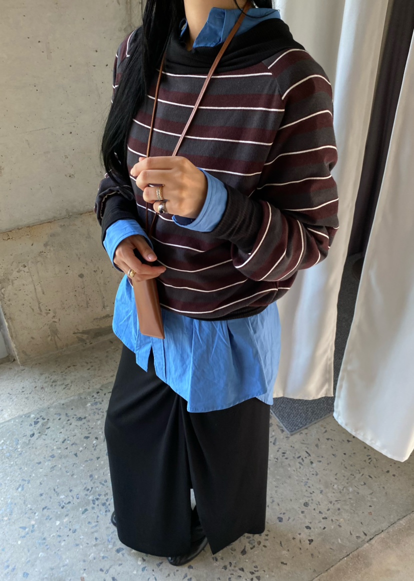 OUPPT韓國直郵女裝新款熱賣人氣真品休閑推薦長袖T恤條紋OUPPT長袖T恤