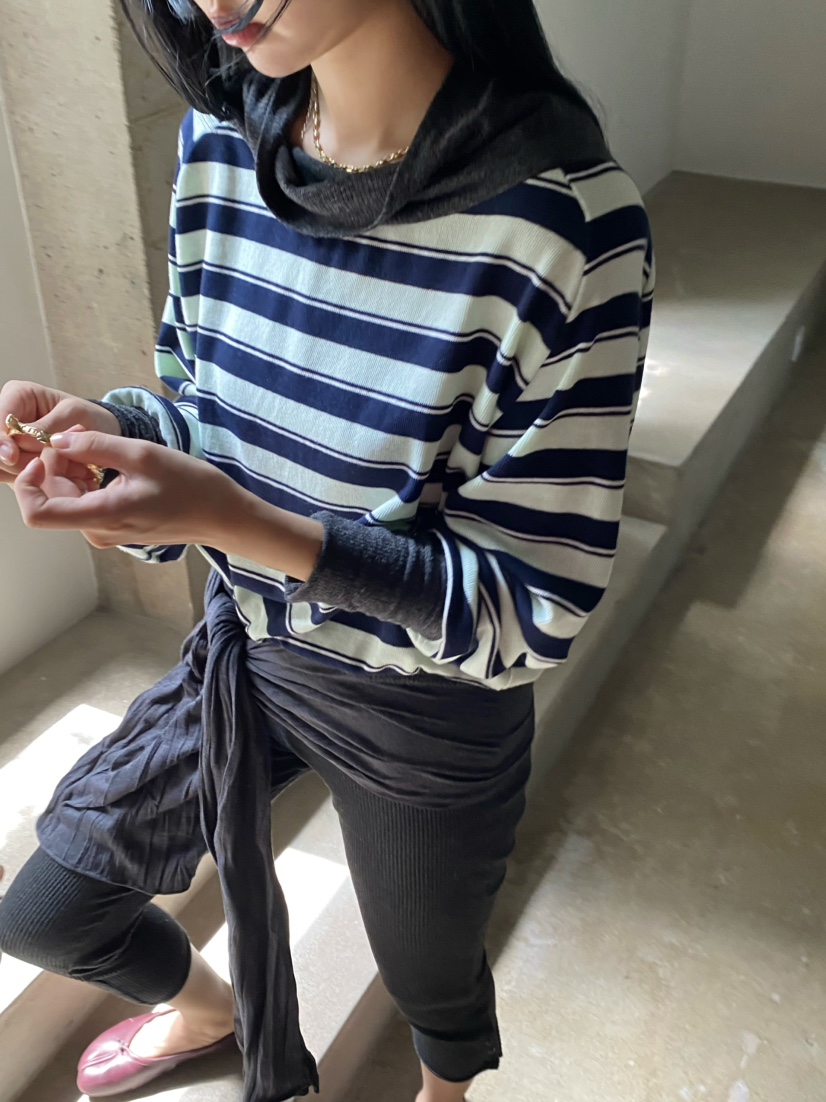 OUPPT韓國直郵女裝新款熱賣人氣真品休閑推薦長袖T恤條紋OUPPT長袖T恤