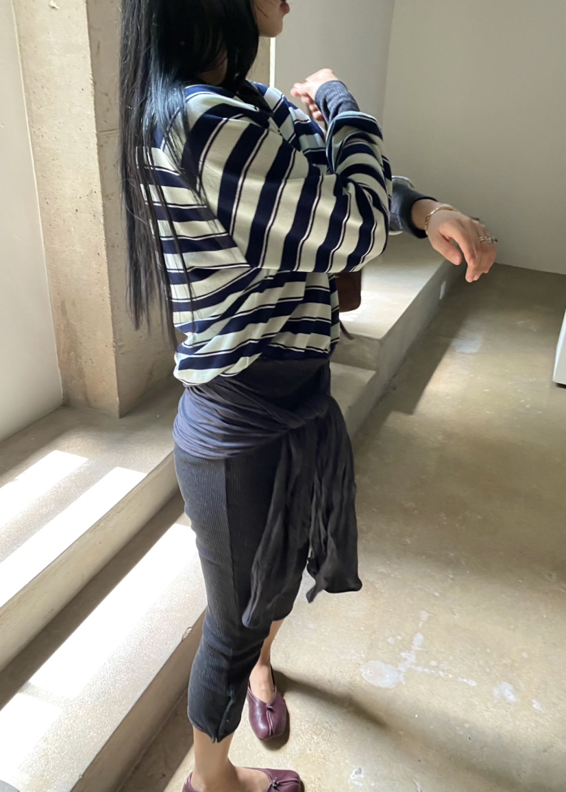 OUPPT韓國直郵女裝新款熱賣人氣真品休閑推薦長袖T恤條紋OUPPT長袖T恤
