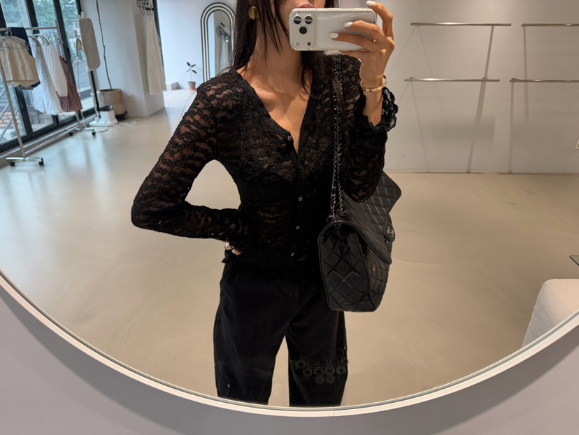 XPARTY東大門直郵女裝新品真品休閑推薦人氣長袖T恤透視開衫XPARTY長袖T恤
