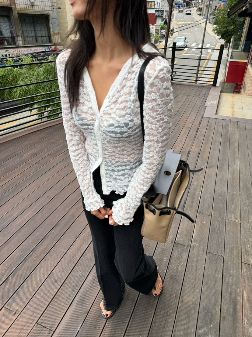 XPARTY東大門直郵女裝新品真品休閑推薦人氣長袖T恤透視開衫XPARTY長袖T恤