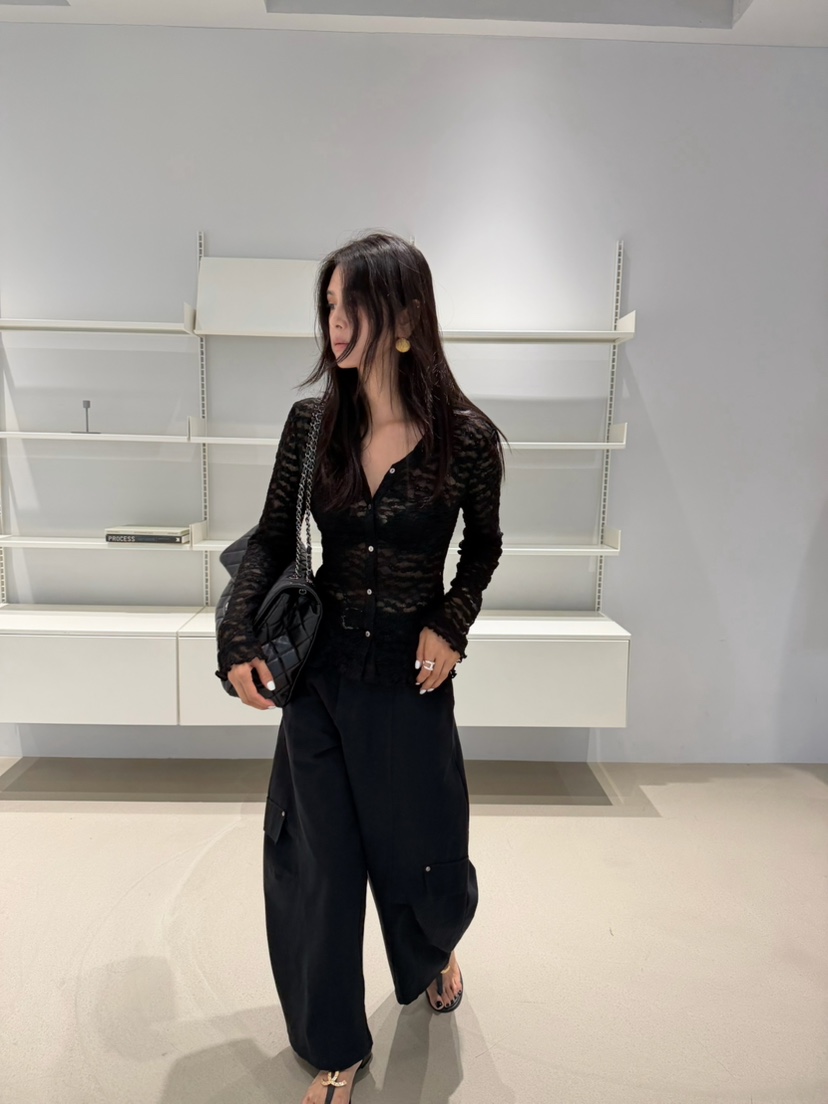 XPARTY東大門直郵女裝新品真品休閑推薦人氣長袖T恤透視開衫XPARTY長袖T恤