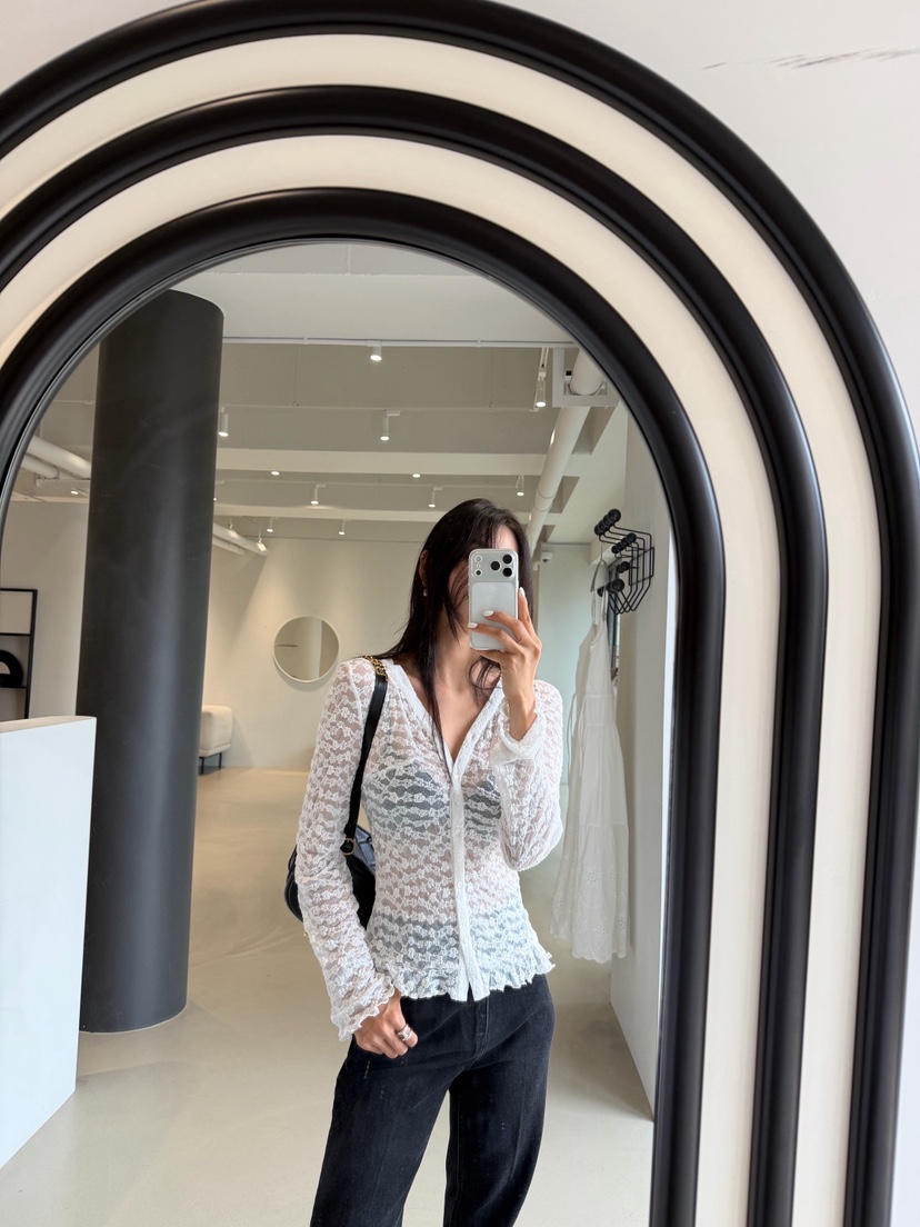 XPARTY東大門直郵女裝新品真品休閑推薦人氣長袖T恤透視開衫XPARTY長袖T恤圖色2