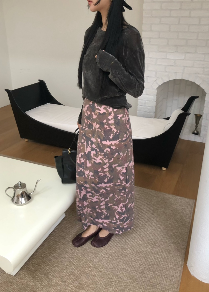 OUPPT韓國代購女士新款推薦人氣時尚熱賣休閑真品長裙迷彩OUPPT長裙