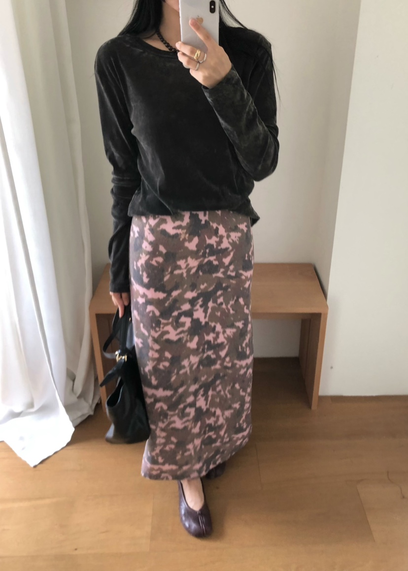 OUPPT韓國代購女士新款推薦人氣時尚熱賣休閑真品長裙迷彩OUPPT長裙圖色1