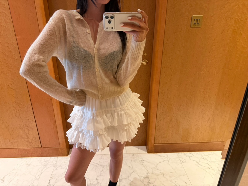 XPARTY韓國直郵女裝新品人氣熱賣休閑推薦短裙荷葉邊彈力XPARTY短裙