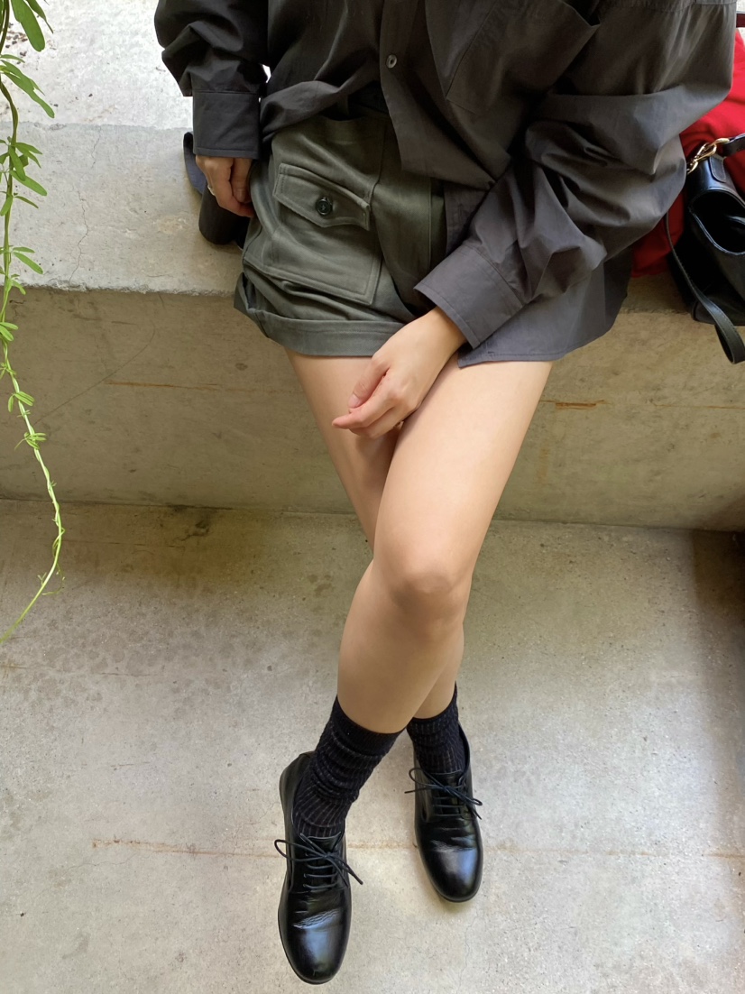OUPPT東大門實拍女裝新款熱賣真品推薦短褲不含腰帶斜紋布OUPPT短褲