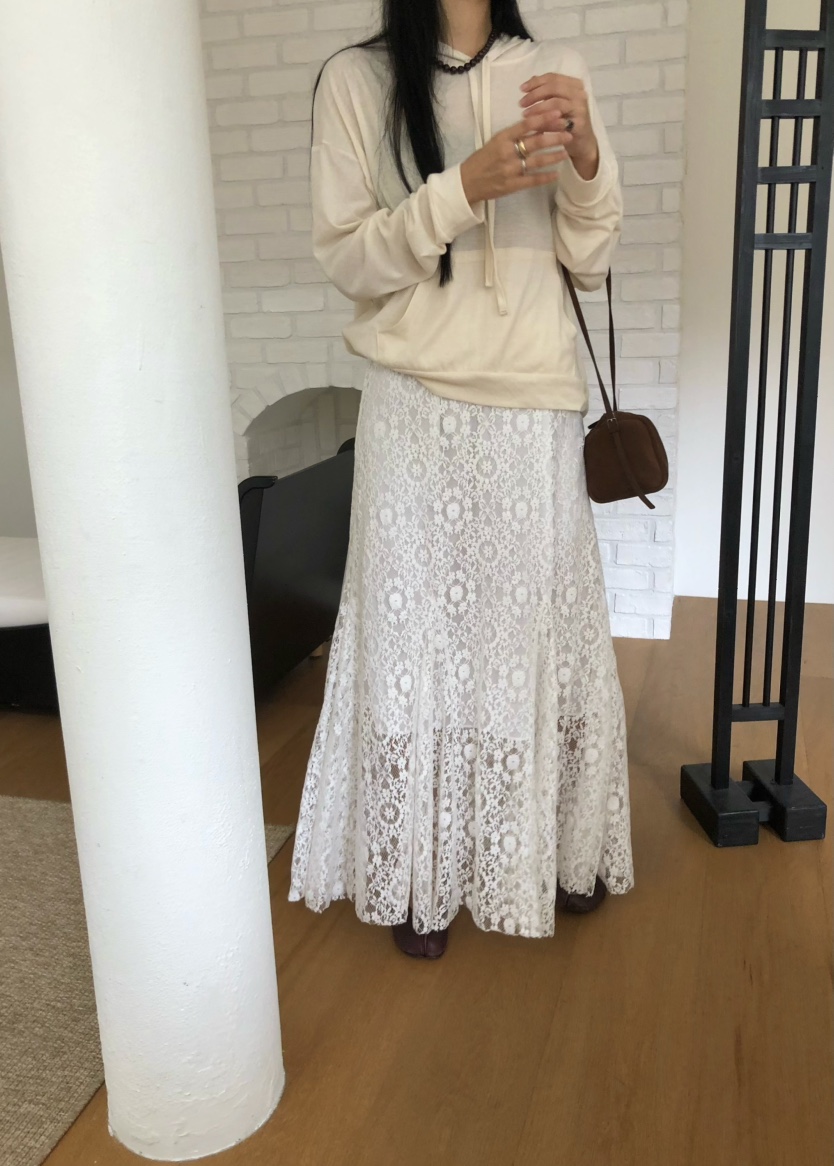 OUPPT韓國代購女裝新品人氣真品時尚休閑推薦熱賣長裙蕾絲OUPPT長裙