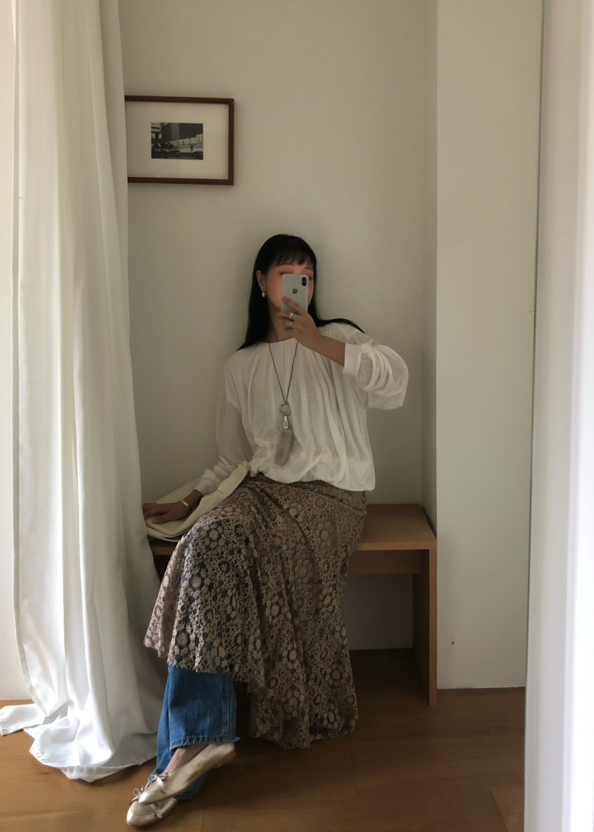 OUPPT韓國代購女裝新品人氣真品時尚休閑推薦熱賣長裙蕾絲OUPPT長裙