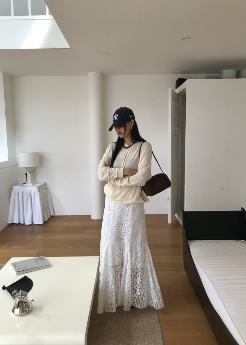 OUPPT韓國代購女裝新品人氣真品時尚休閑推薦熱賣長裙蕾絲OUPPT長裙圖色1
