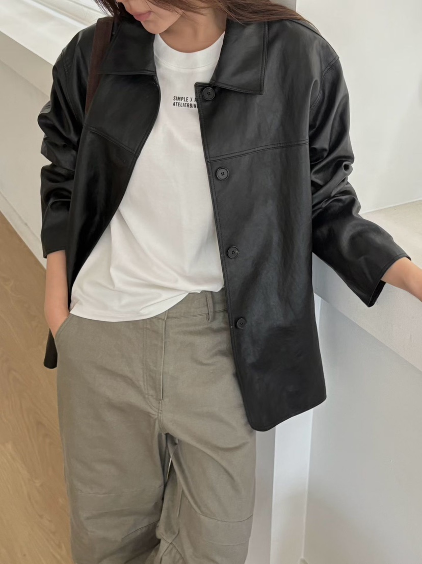 BINUS東大門實拍女裝新品熱賣人氣時尚休閑推薦真品皮衣BINUS皮衣圖色1