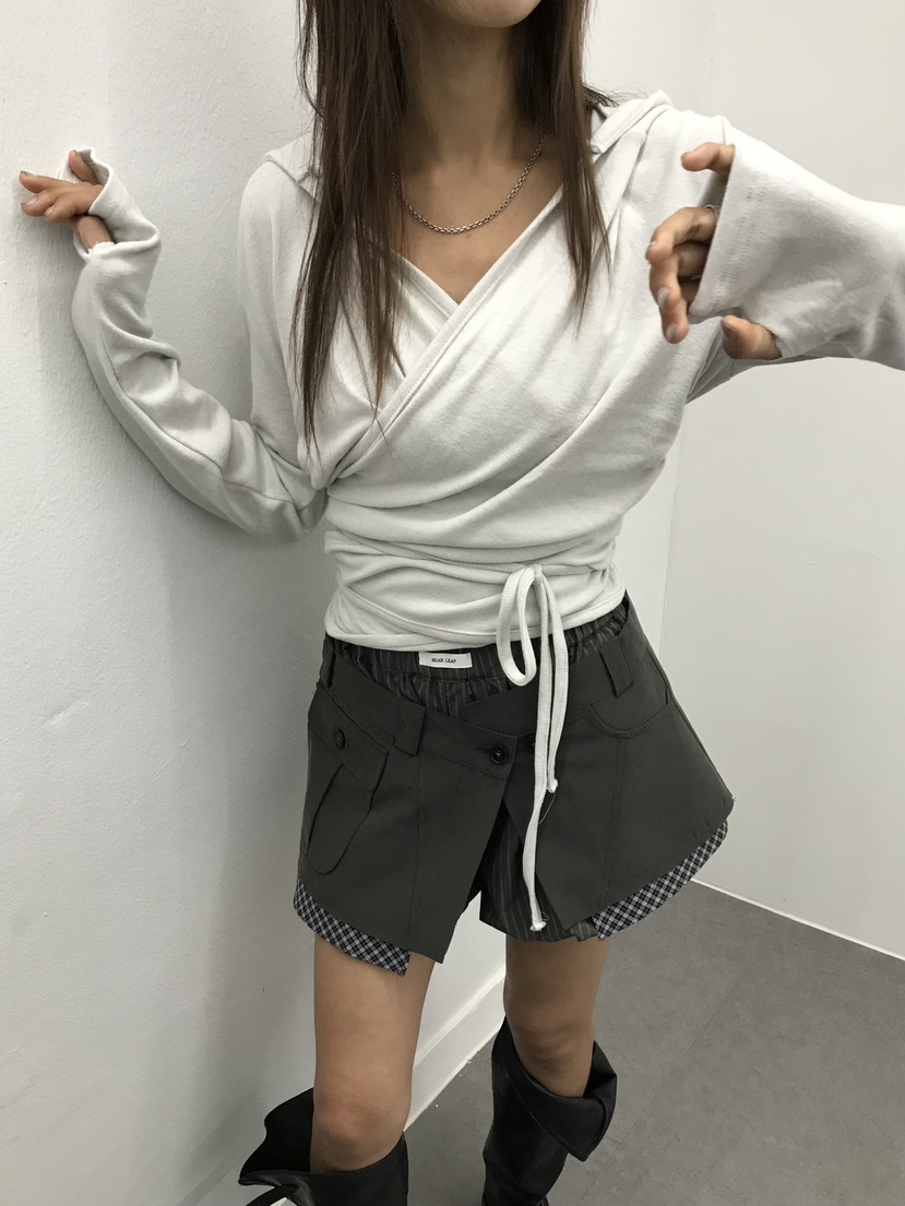NEAR LEAP-P東大門代購女裝新品休閑推薦時尚長袖T恤褶皺NEAR LEAP/The N:L長袖T恤