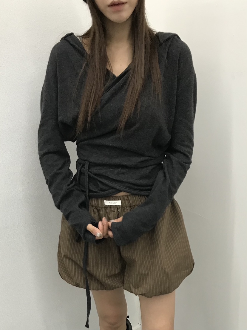 NEAR LEAP-P東大門代購女裝新品休閑推薦時尚長袖T恤褶皺NEAR LEAP/The N:L長袖T恤