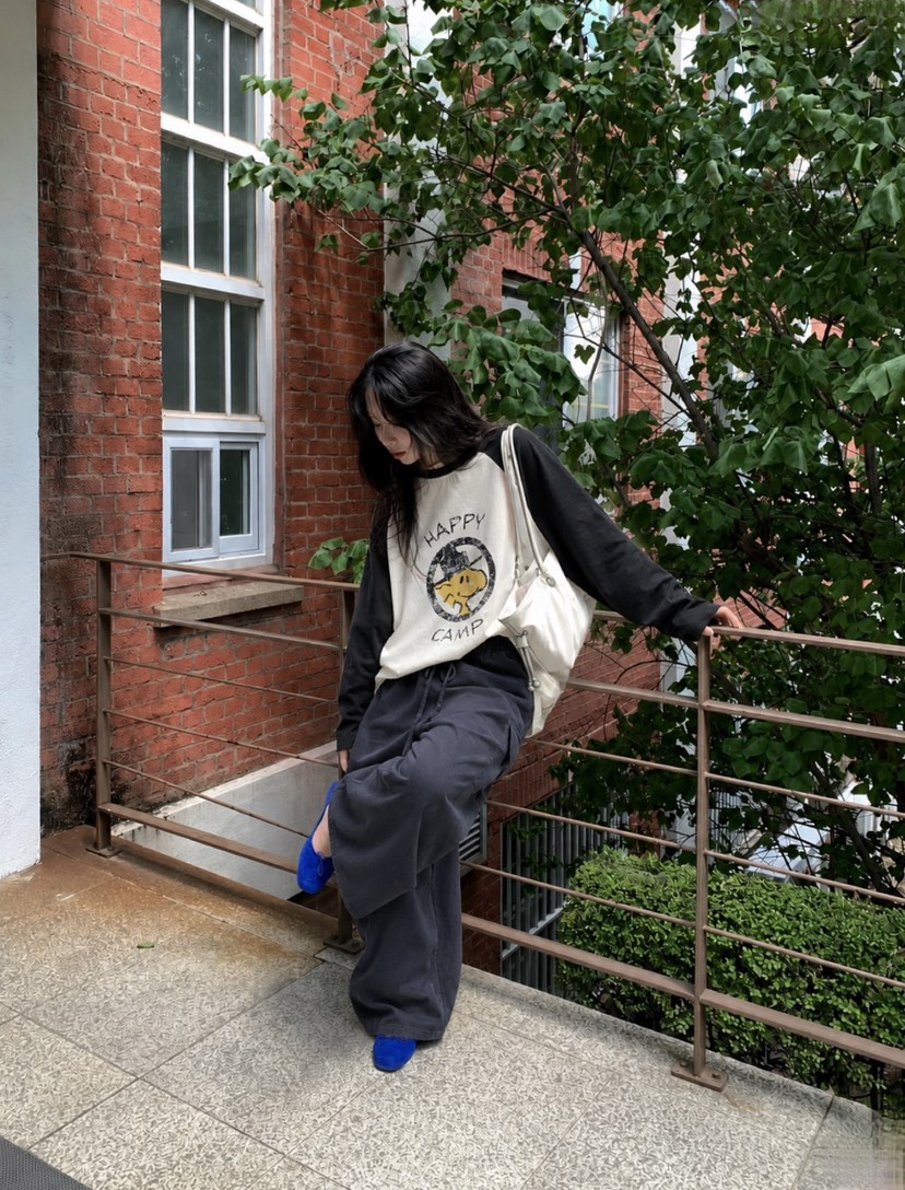 ONDO-P韓國直郵女裝新品時尚推薦人氣真品長袖T恤插肩袖ONDO-P長袖T恤