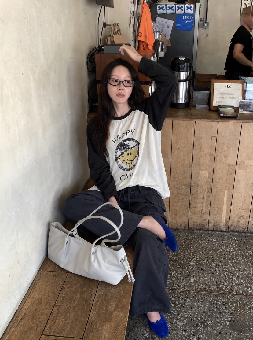 ONDO-P韓國直郵女裝新品時尚推薦人氣真品長袖T恤插肩袖ONDO-P長袖T恤